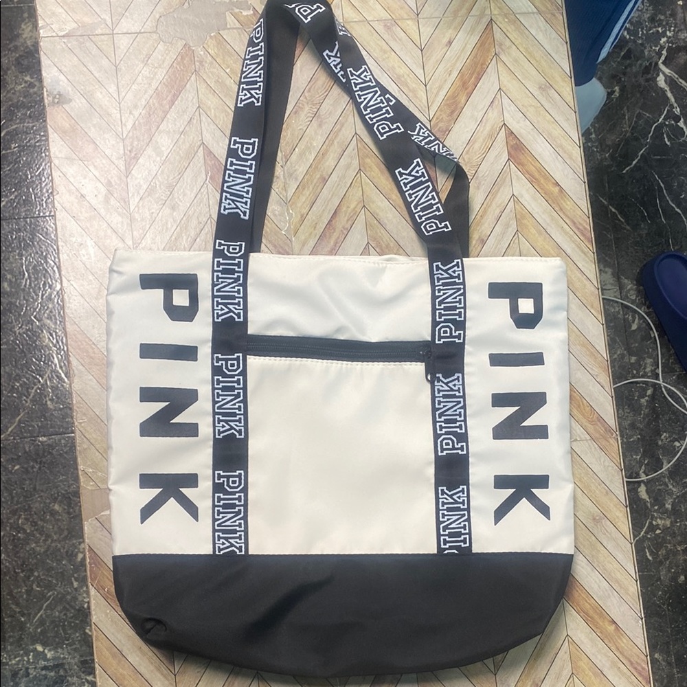 PINK Neutral Two-Tone Tote Bag